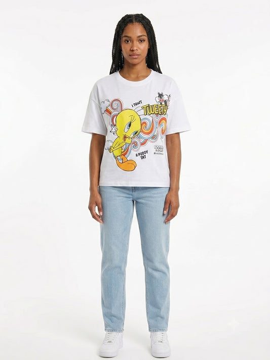 Tweety Boxy Crop Tee Ivory