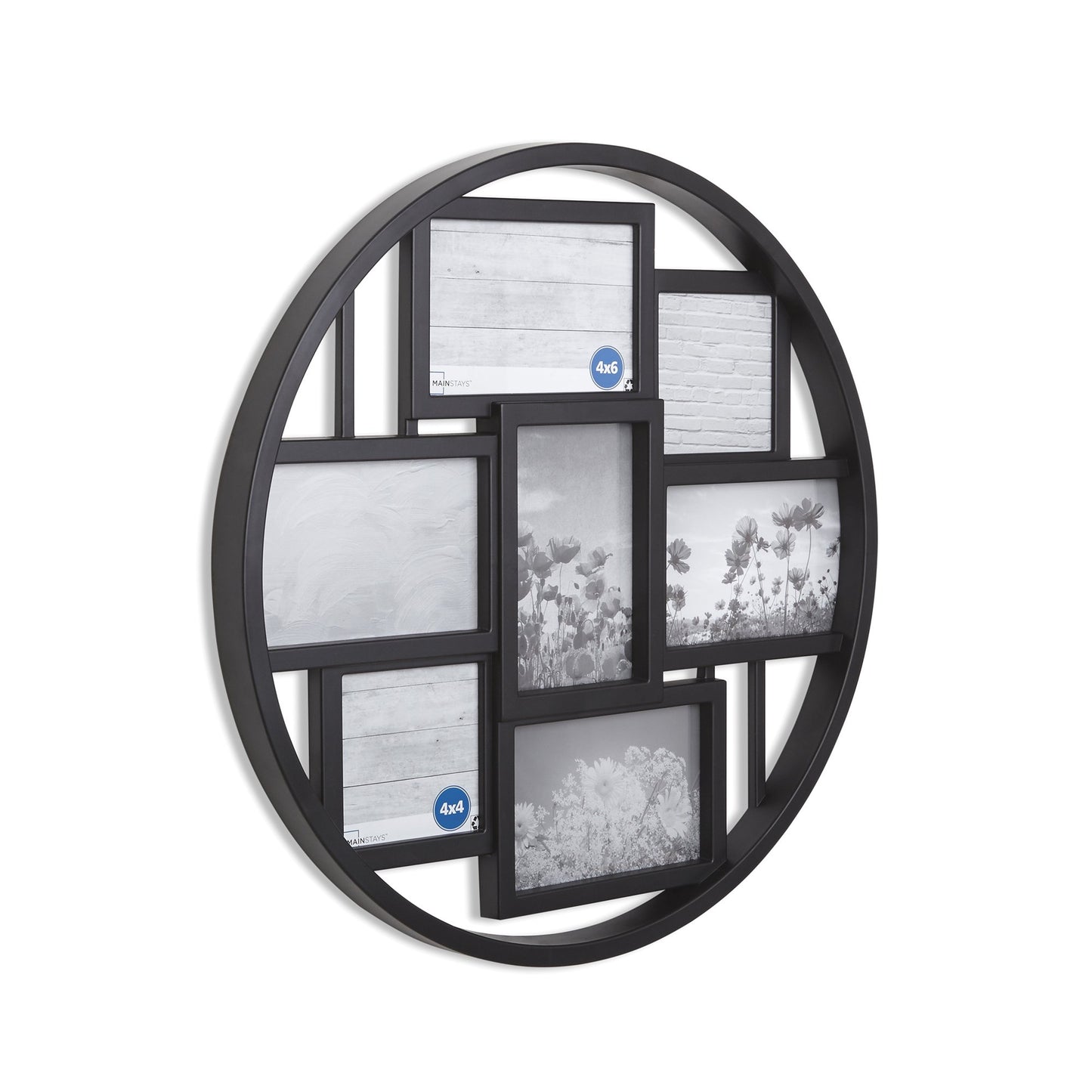 7-Opening Round Collage Picture Frame - Black - 4" x 6" & 4" x 4"
