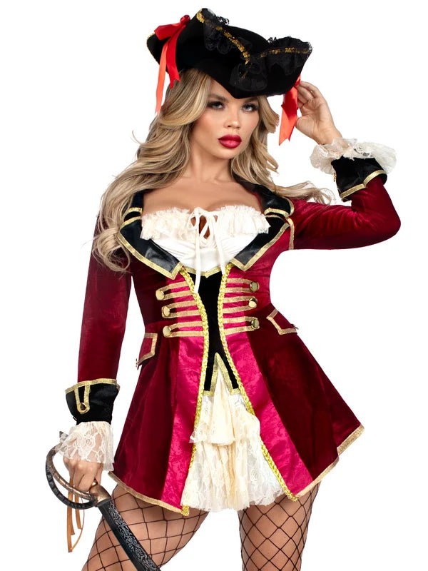 Captivating Captain Pirate Costume Multicolor