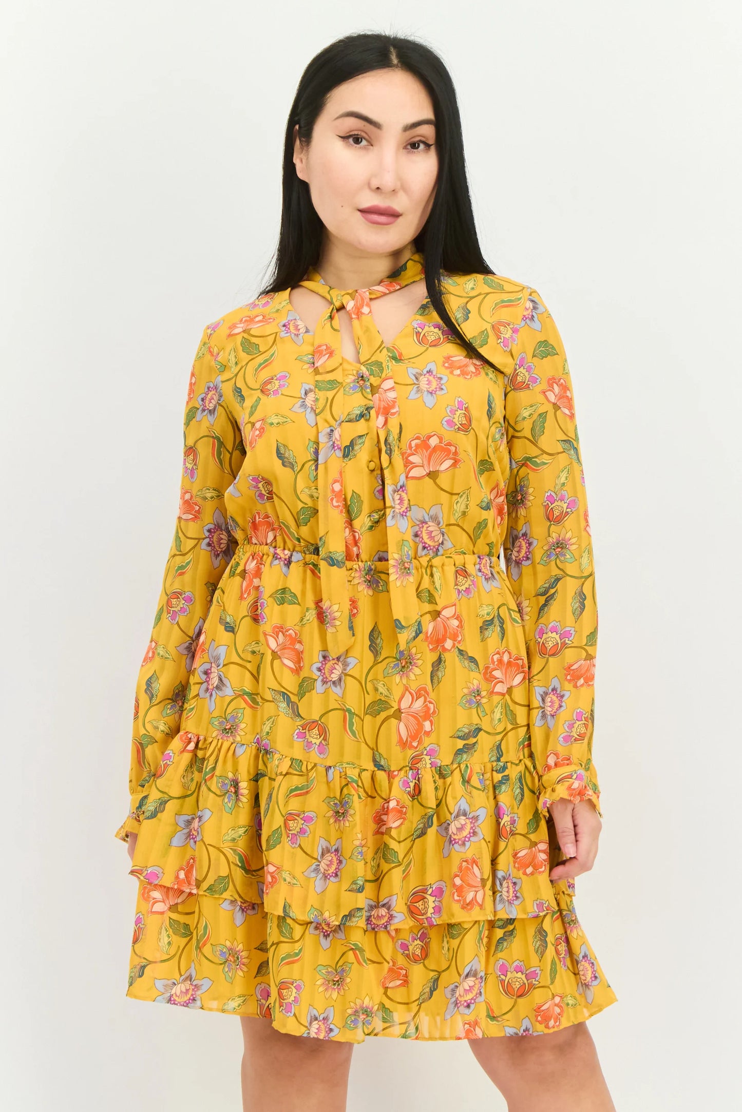 Floral Printed Mini Dress Gold Multi - Nanette Lepore