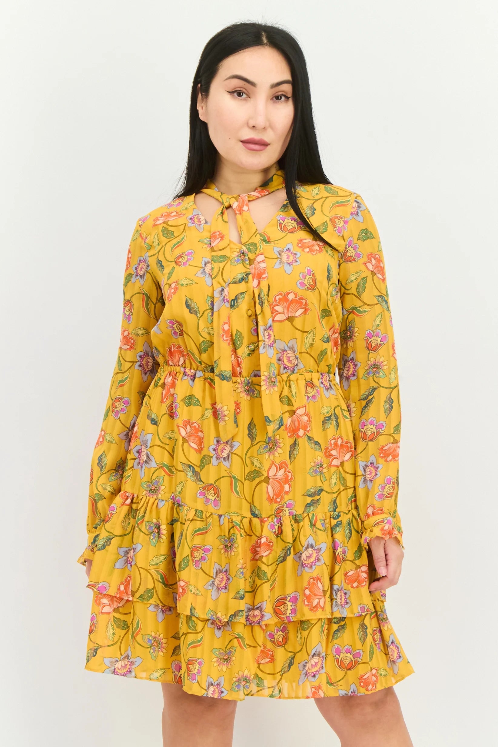 Floral Printed Mini Dress Gold Multi - Nanette Lepore