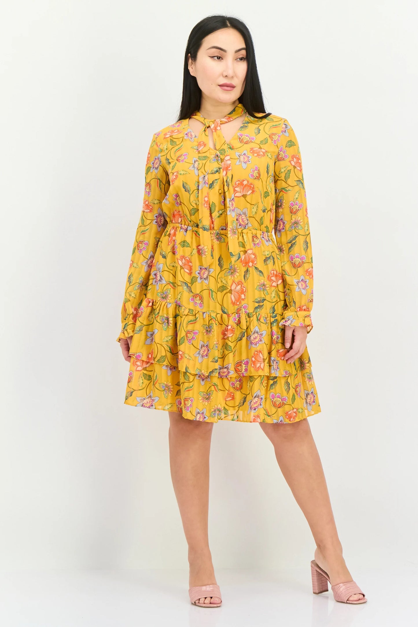 Floral Printed Mini Dress Gold Multi - Nanette Lepore