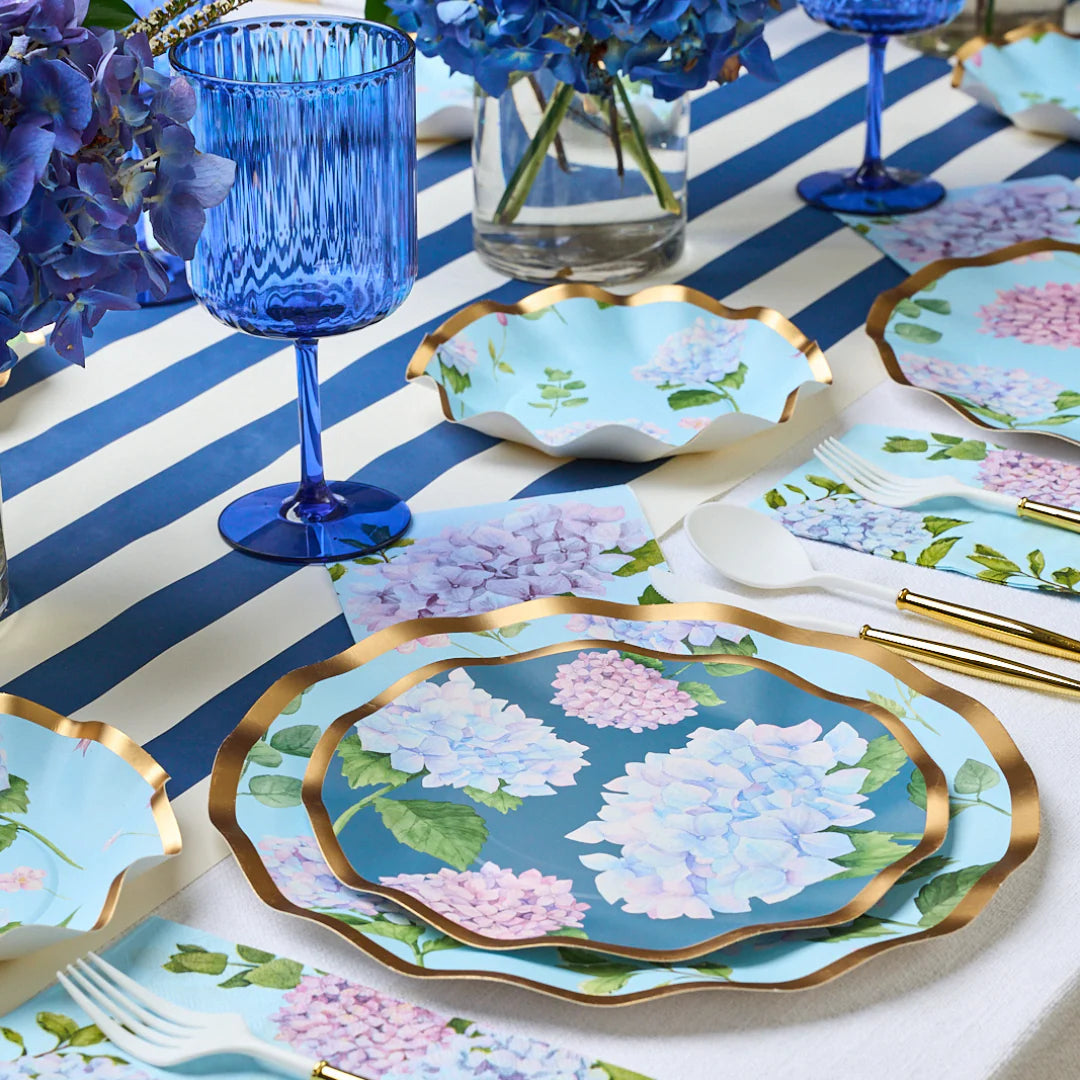 Wavy Appetizer Dessert Bowl  Hydrangeas 6.5"