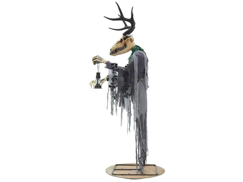 8 FT Animated Skeleton Forest Creature with Horns Halloween Decoration