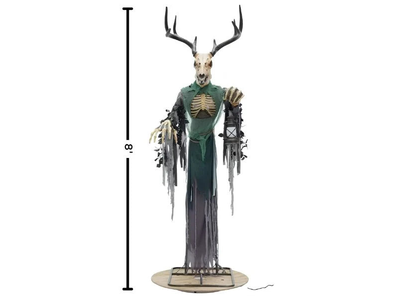 8 FT Animated Skeleton Forest Creature with Horns Halloween Decoration