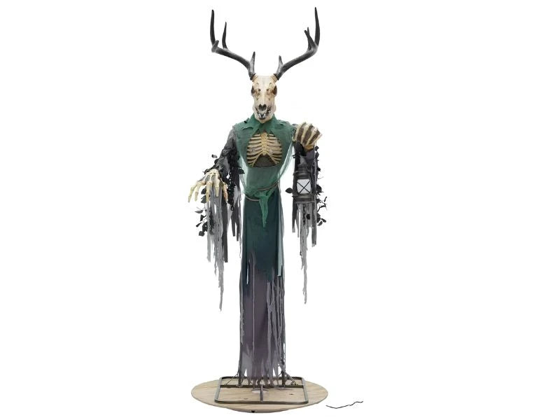 8 FT Animated Skeleton Forest Creature with Horns Halloween Decoration