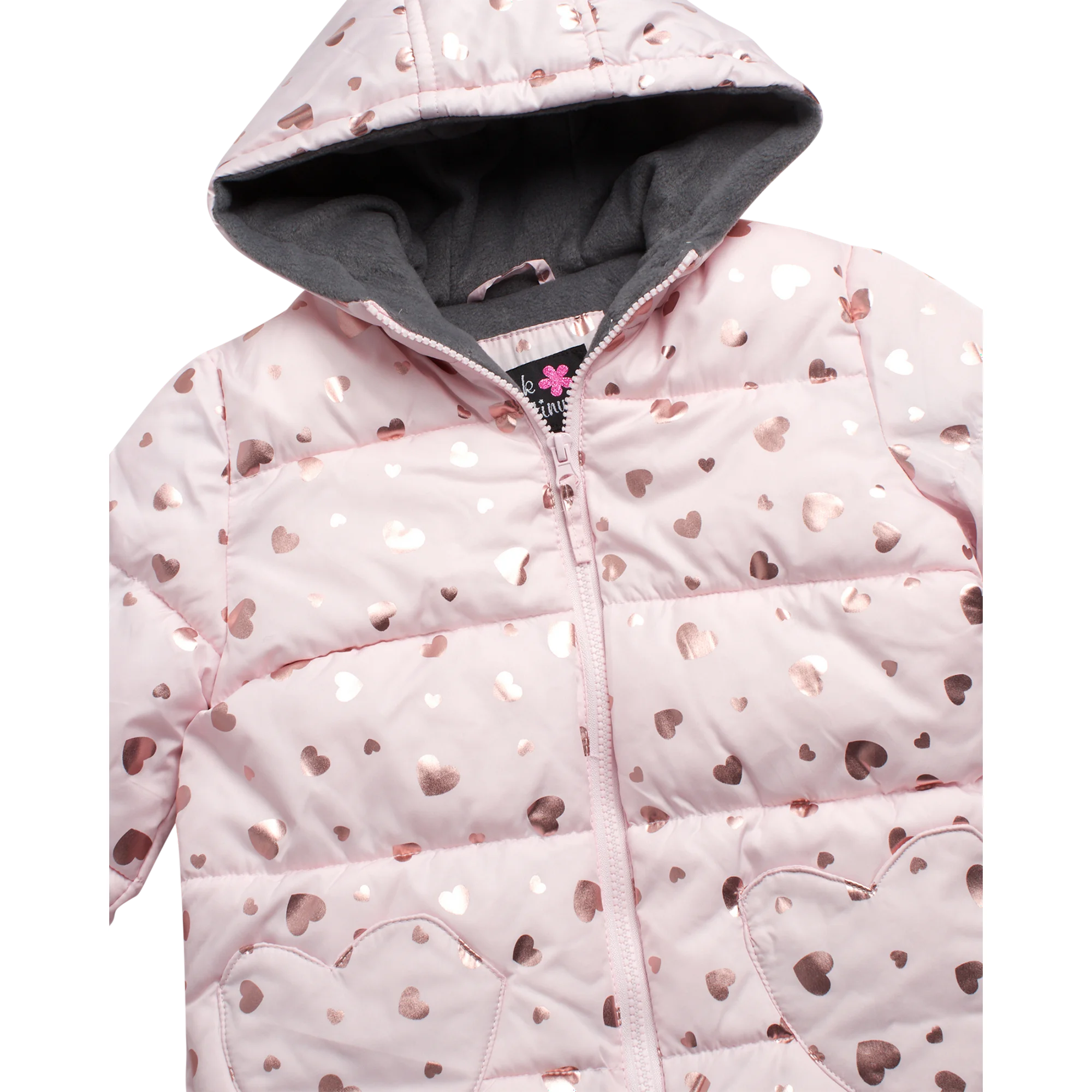 Foil Heart Snowsuit Soft Pink