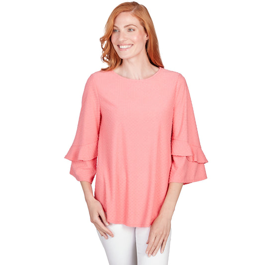 Swiss Dot Textured Solid Party Top - Ruby Rd