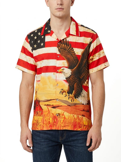 Poly Print Hawaiian Shirts USA EAGLE