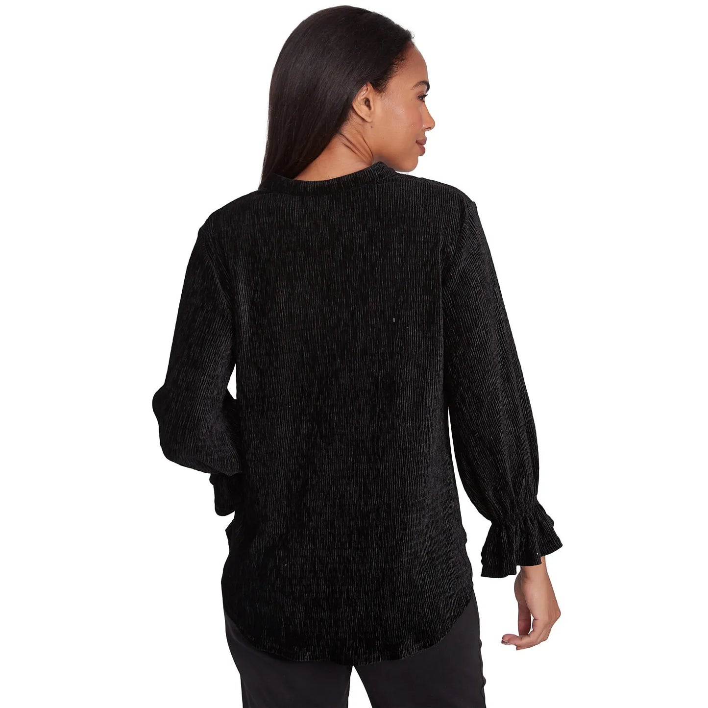 Smocked Velvet Blouse Black  - Ruby Rd