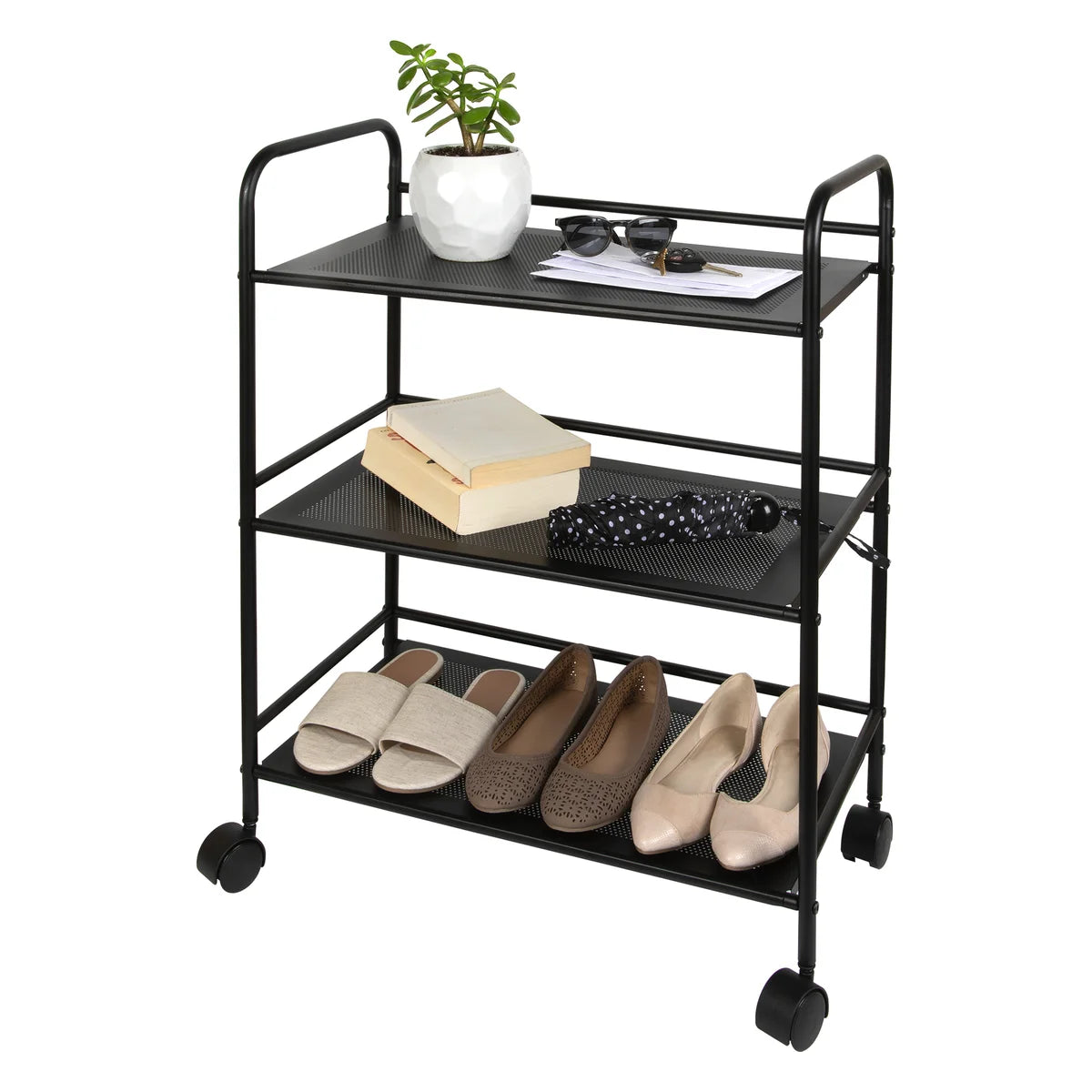 4 Tier Rolling Cart  Black