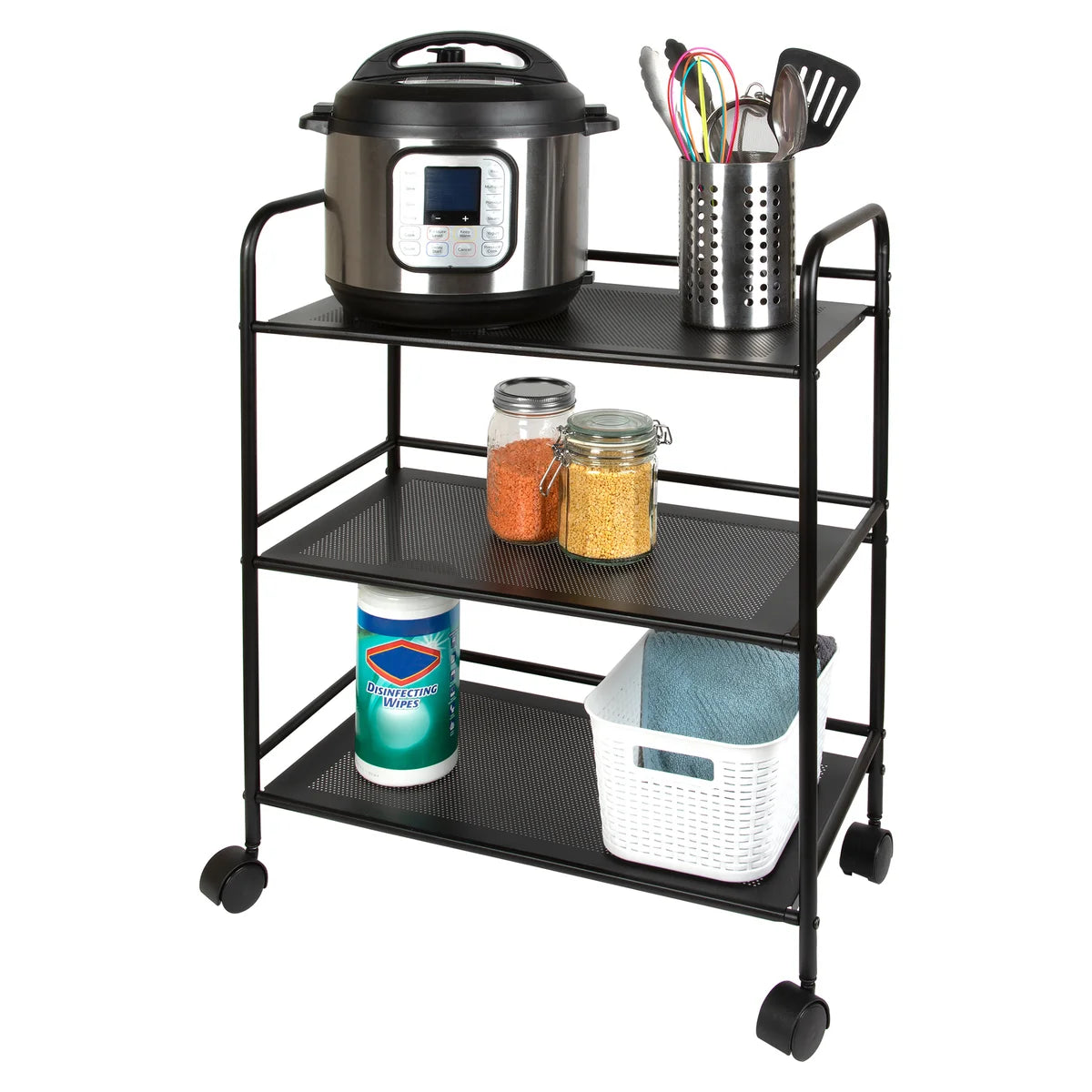 4 Tier Rolling Cart  Black