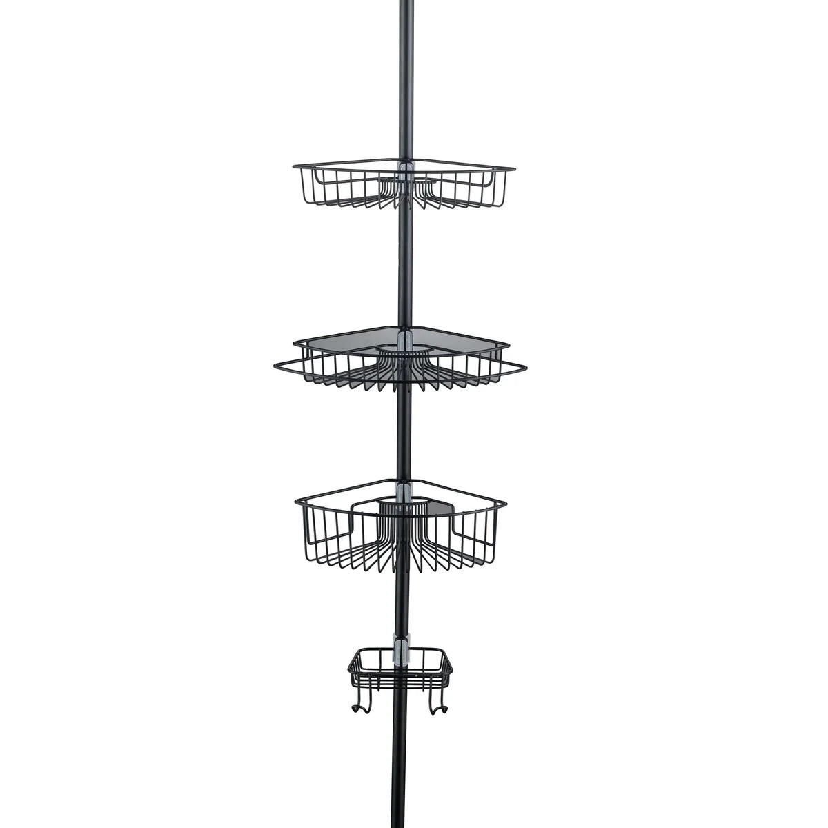 Matte Black - 4-Tier Corner Tension Pole Shower Caddy