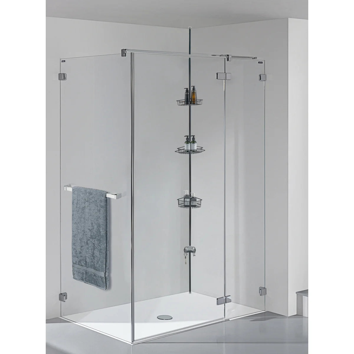 Matte Black - 4-Tier Corner Tension Pole Shower Caddy