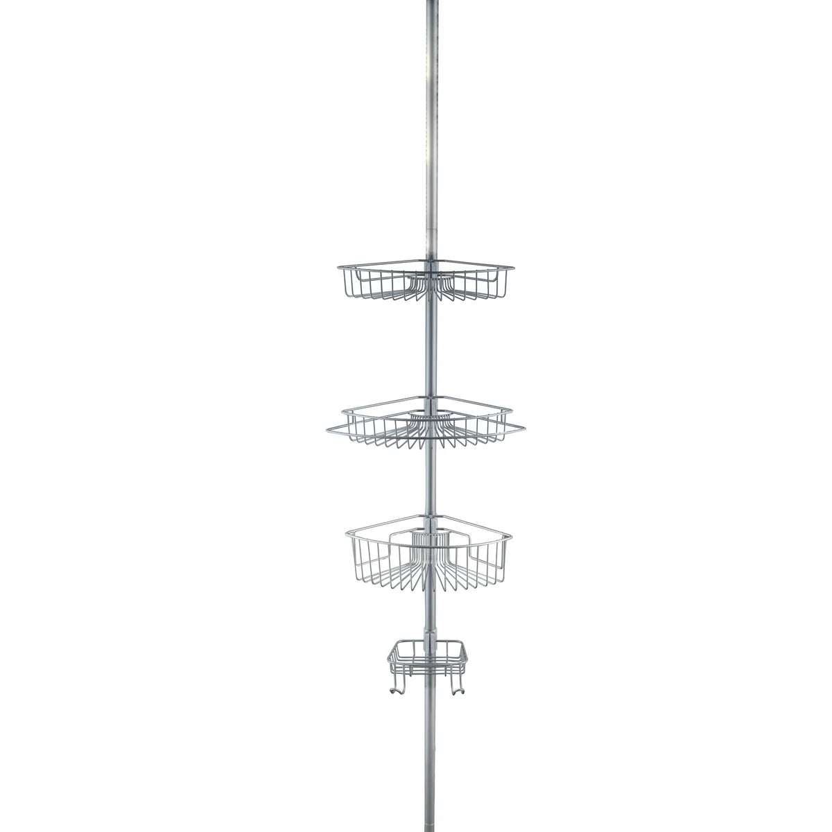 Satin Grey - 4-Tier Corner Tension Pole Shower Caddy
