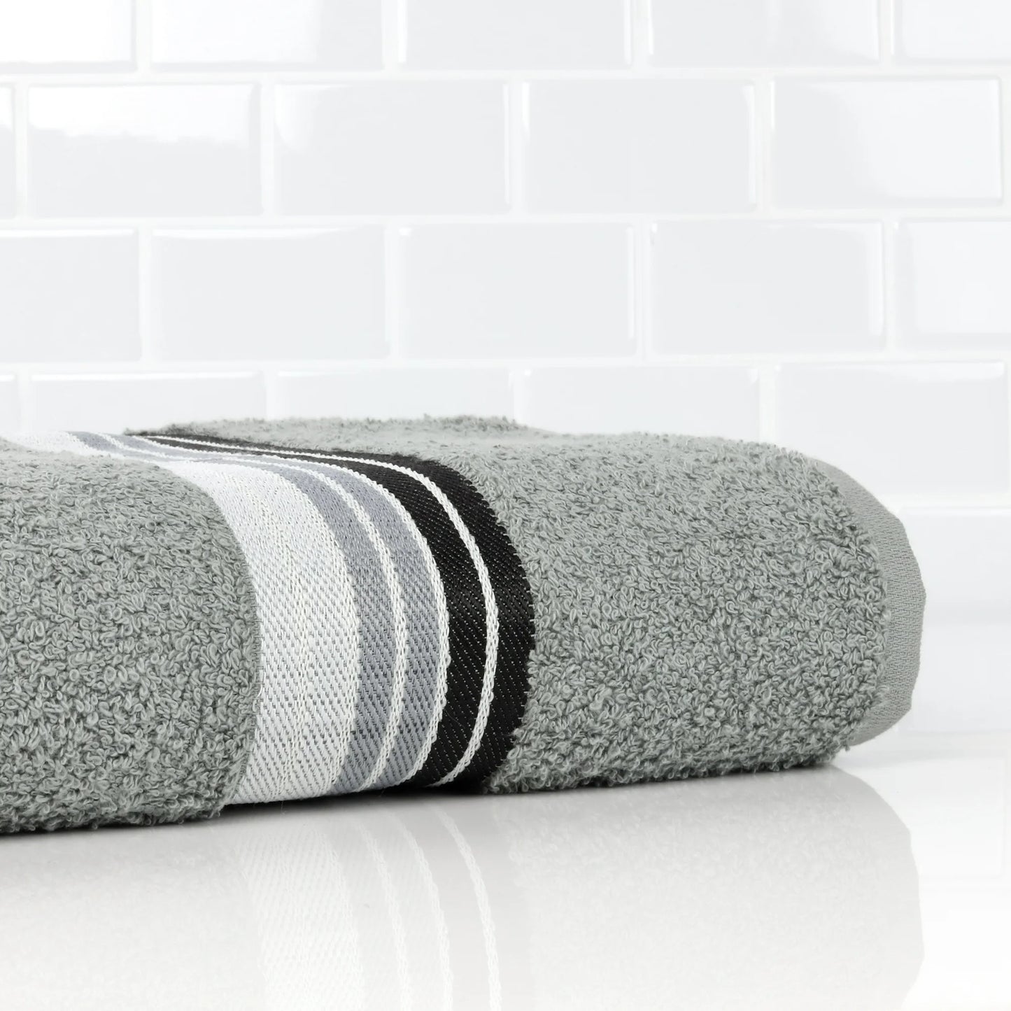 Bath Towel Ombre Stripe Light School Grey 27x52