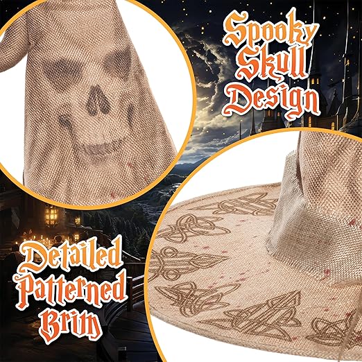 Wizard Witch Hat with Skull Print