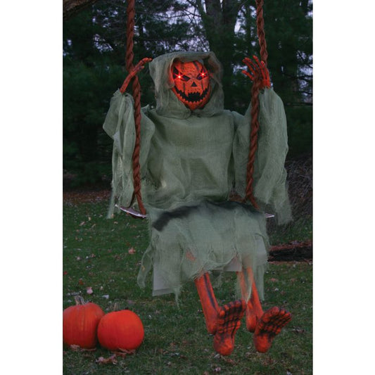 36" Light Up Swinging Dead Pumpkin