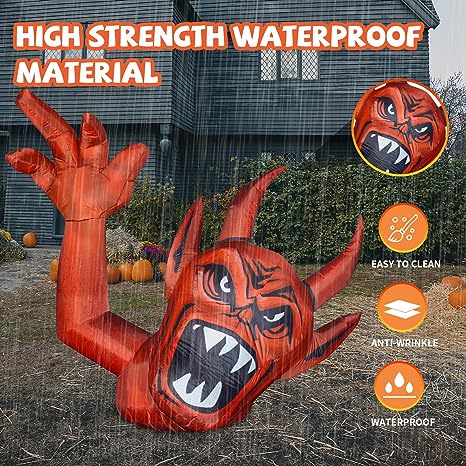 5FT Long Inflatable Red Devil Raise Hands