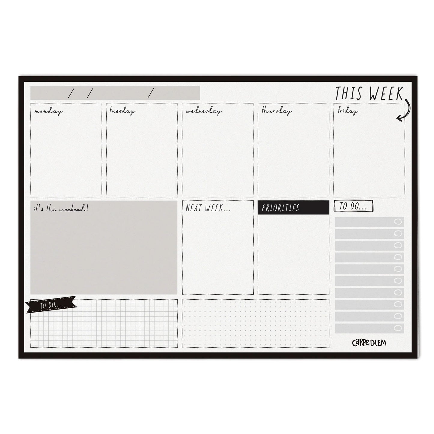 Weekly Planner Pad Black