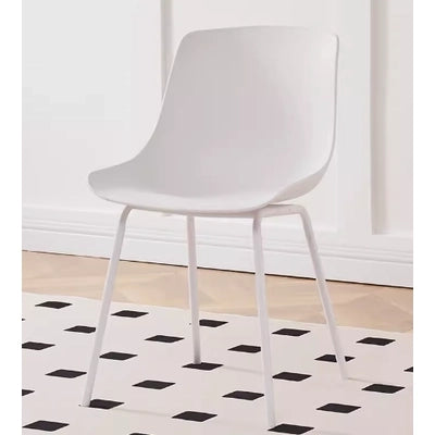 Nordic Style PP Plastic Dining Chair with Metal Frame White