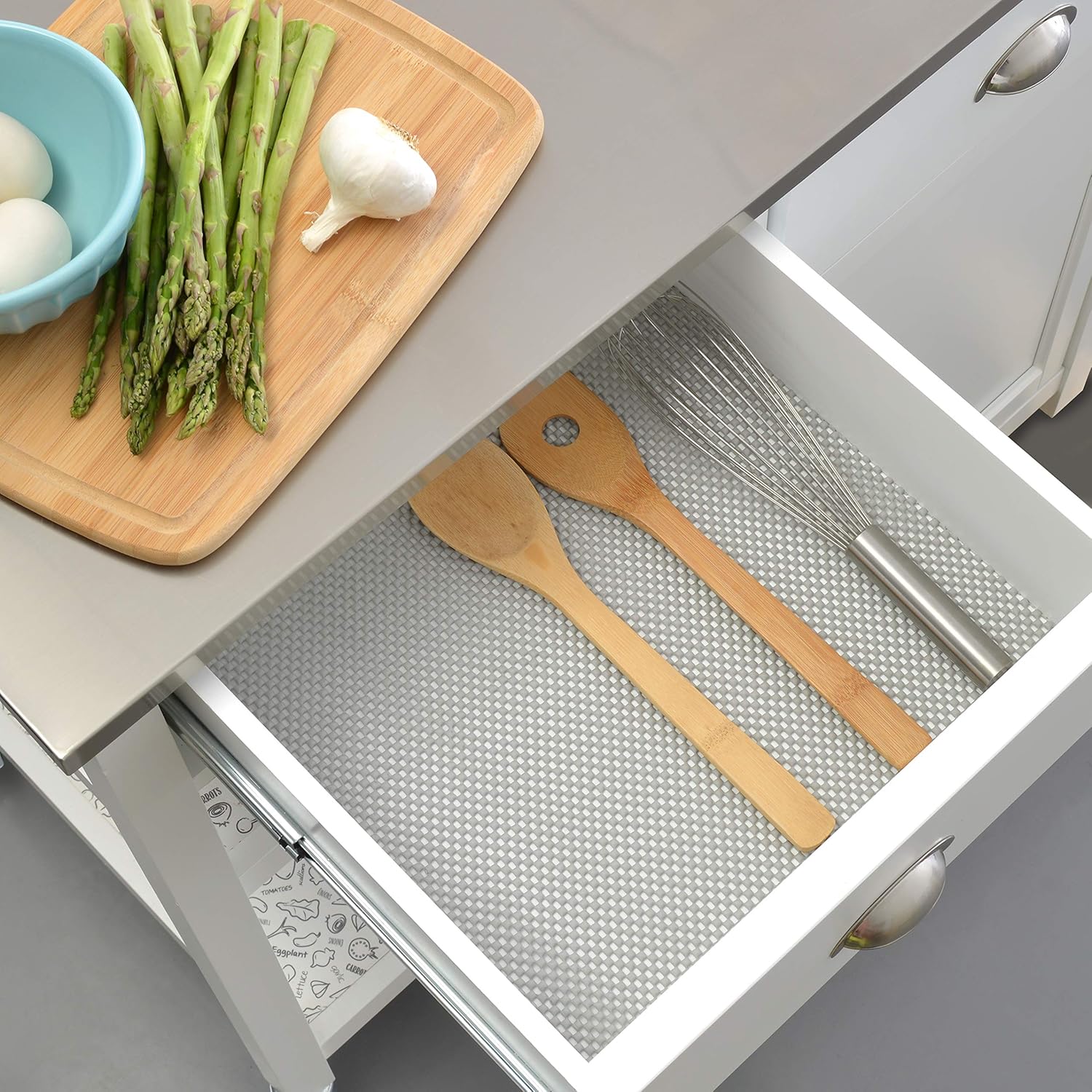 Thick Non-Adhesive Shelf & Drawer Liner 18" x 120' Grey