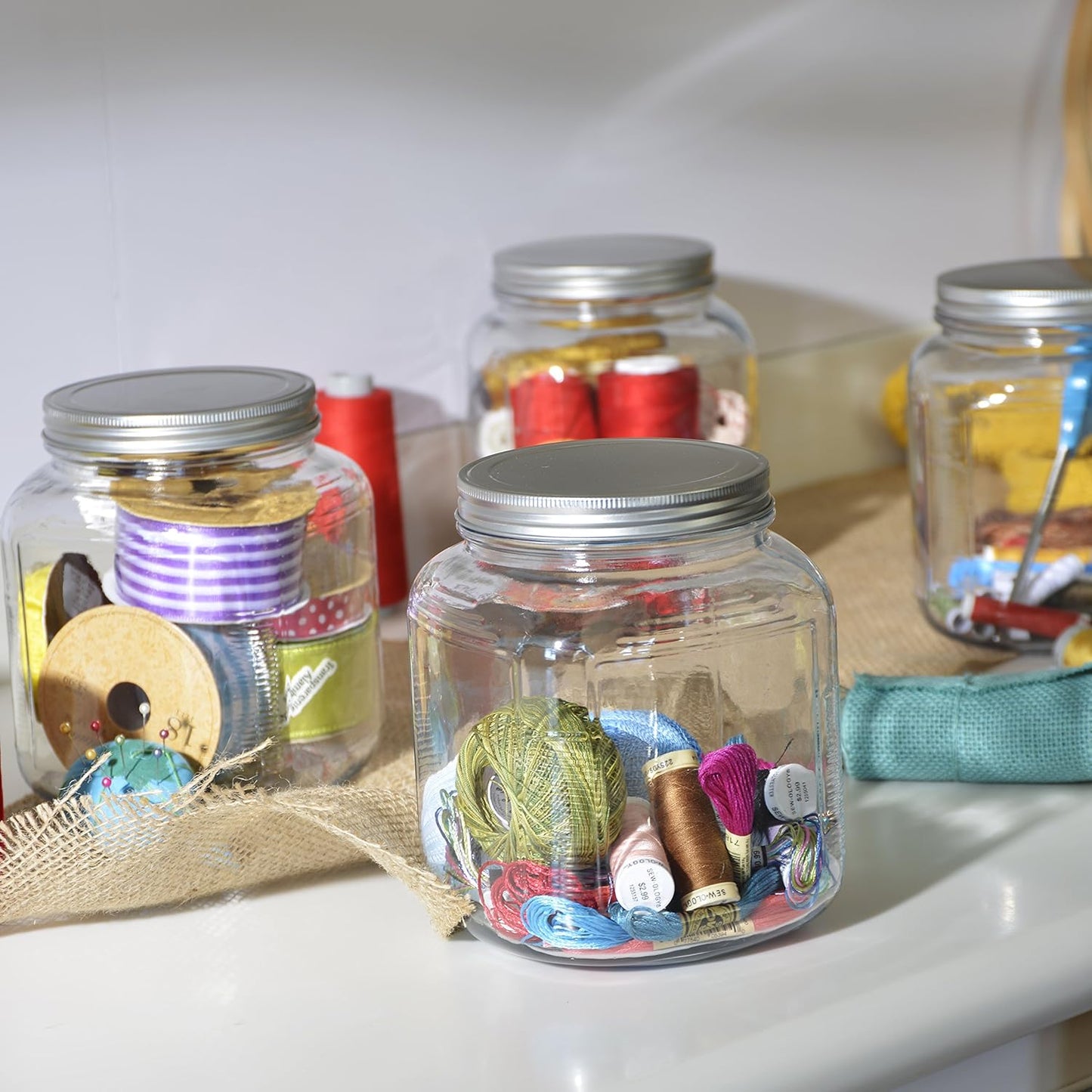 1 gal. Cracker Jar with/Brushed Metal Lid Clear