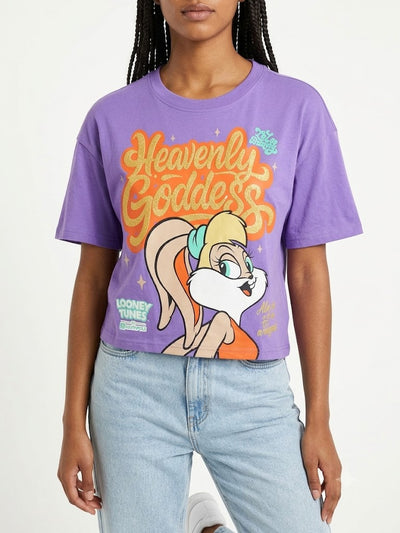 Camiseta corta cuadrada Lola Bunny morada