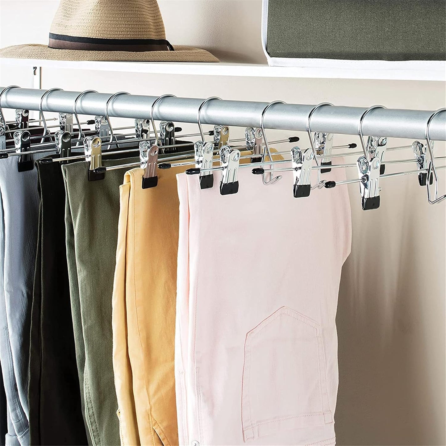 Black/Chrome Set of 6  Pant & Skirt Gel Hanger