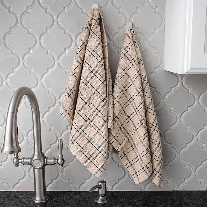 Check Kitchen Towel Black 18 x 28