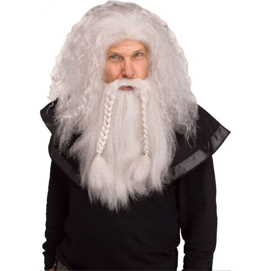 Viking Wig & Beard Grey