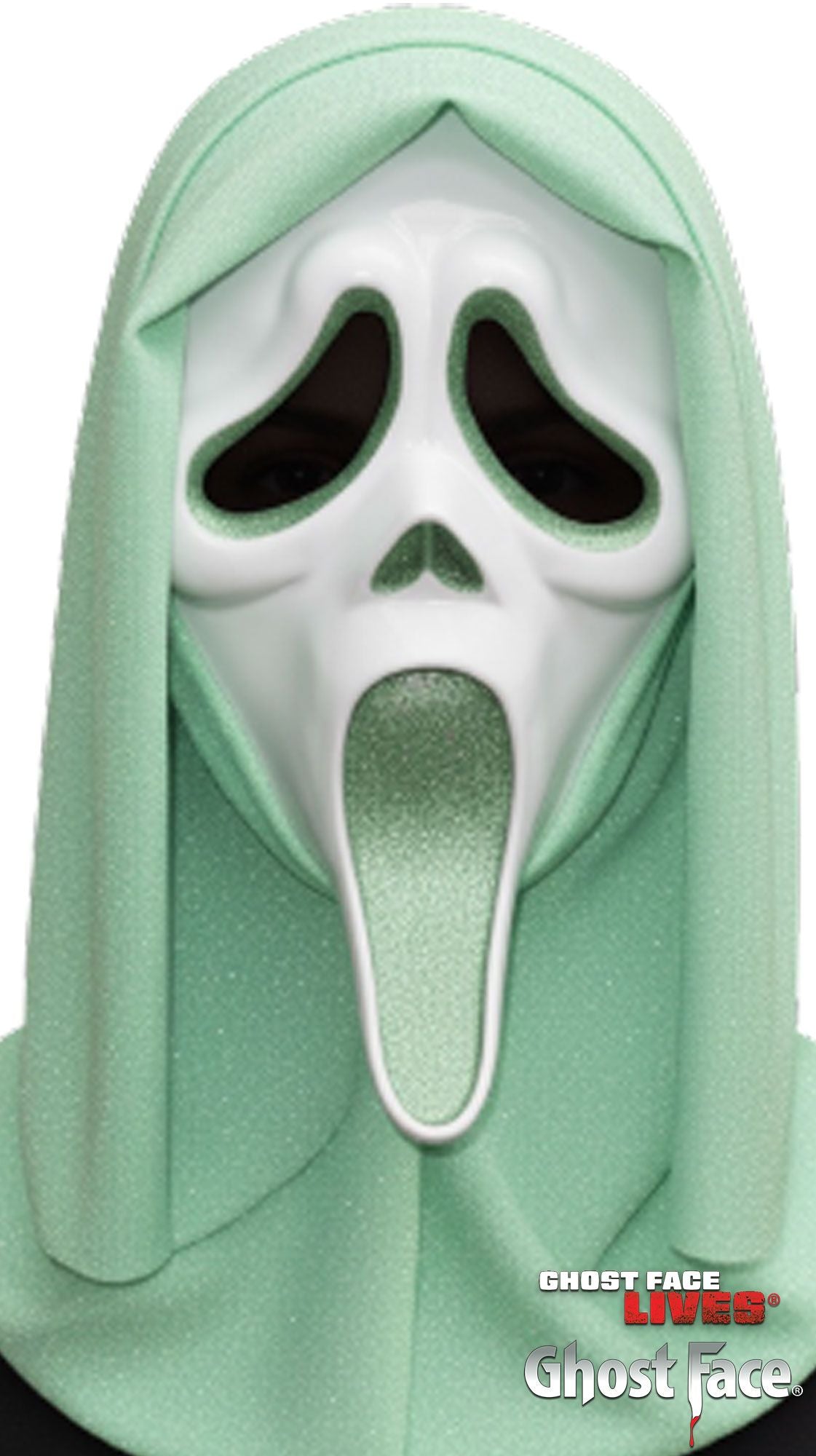 Máscara Ghost Face® con purpurina verde pistacho