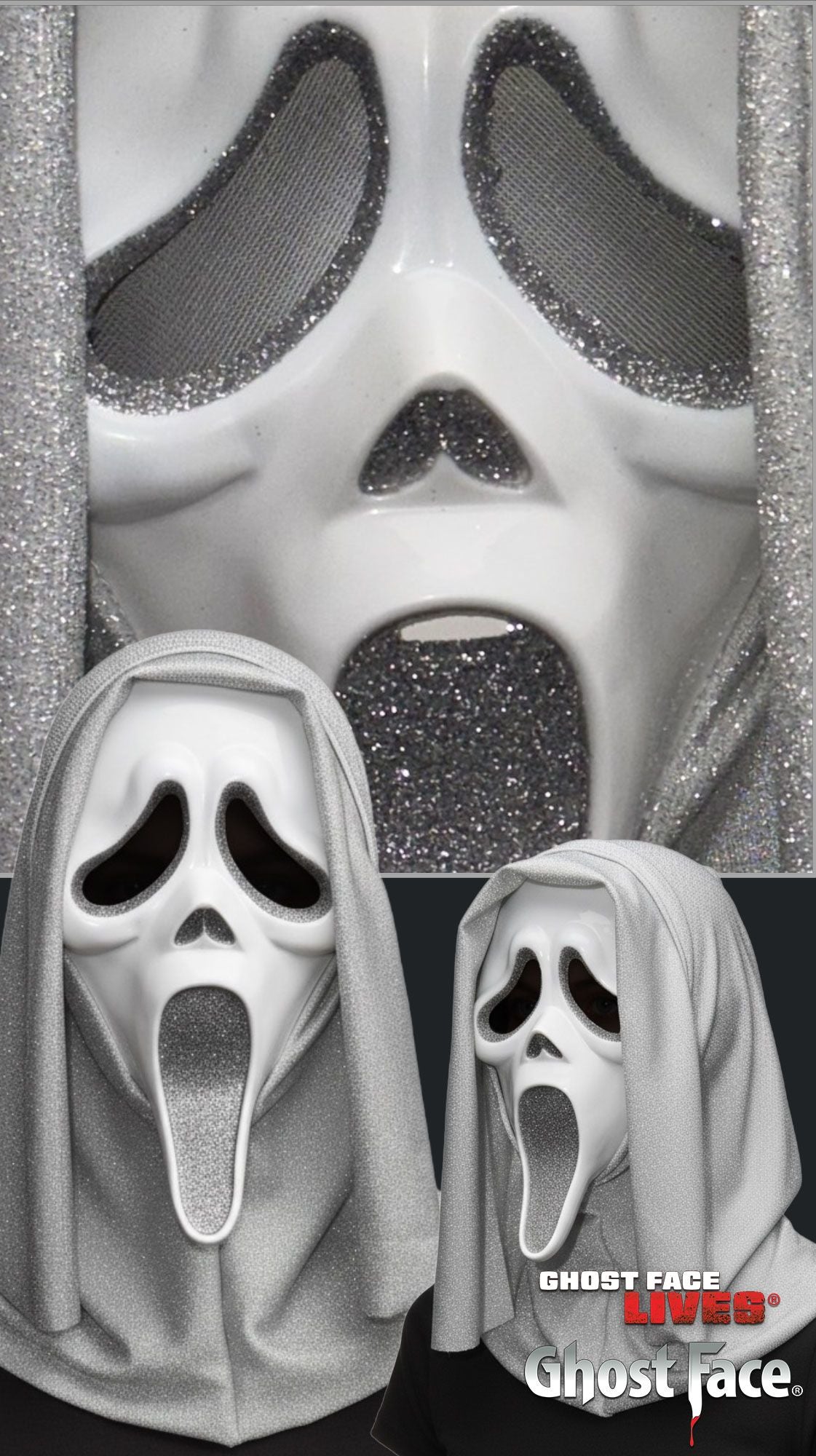 Ghost Face® Glitter Mask Silver