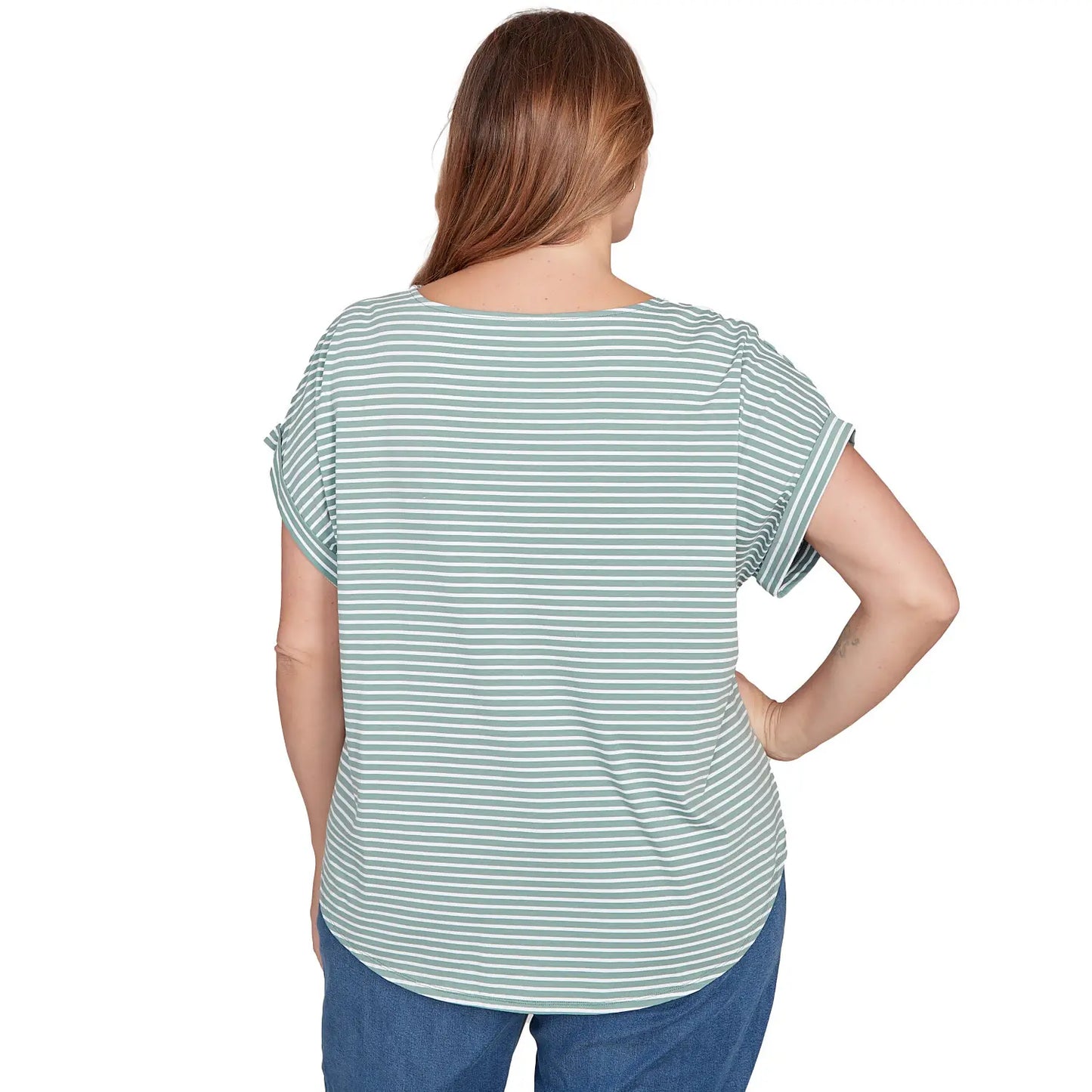Plus  Floral Stripe Jersey Tee Bayleaf Multi - Ruby Rd