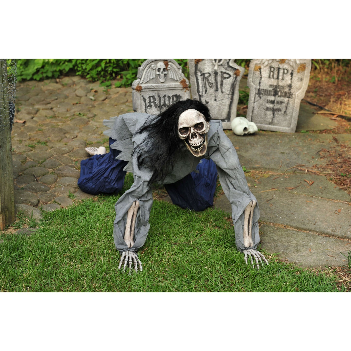 5' Skeleton Creeping Dead Black Hair