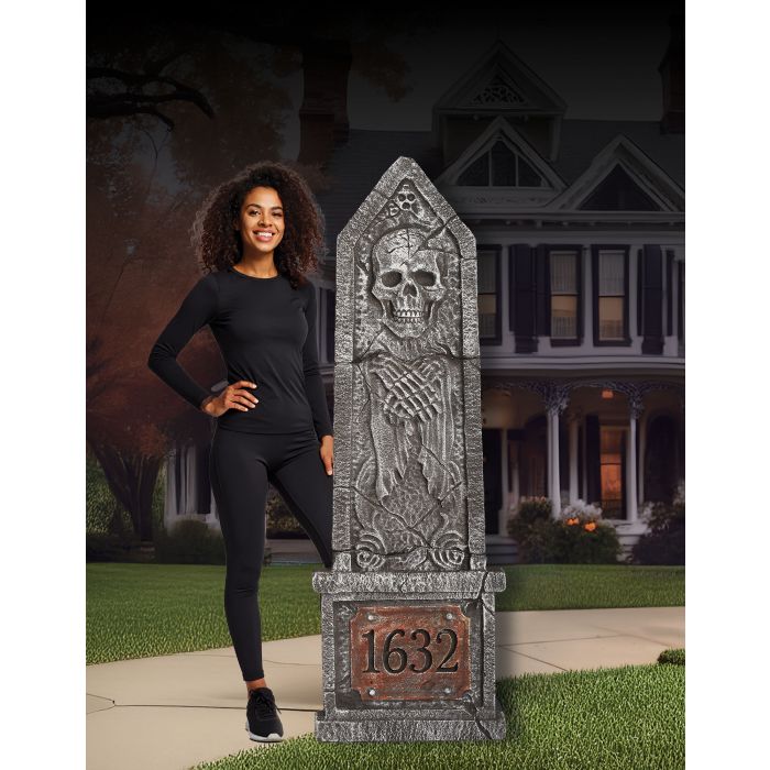5 Foot Tombstone Bone Skull & Hands
