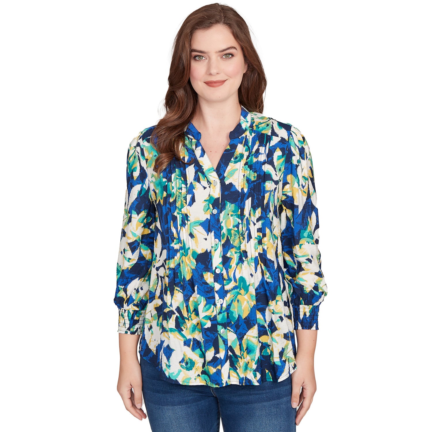 Floral Silky Voile Button Down Blouse - Ruby Rd
