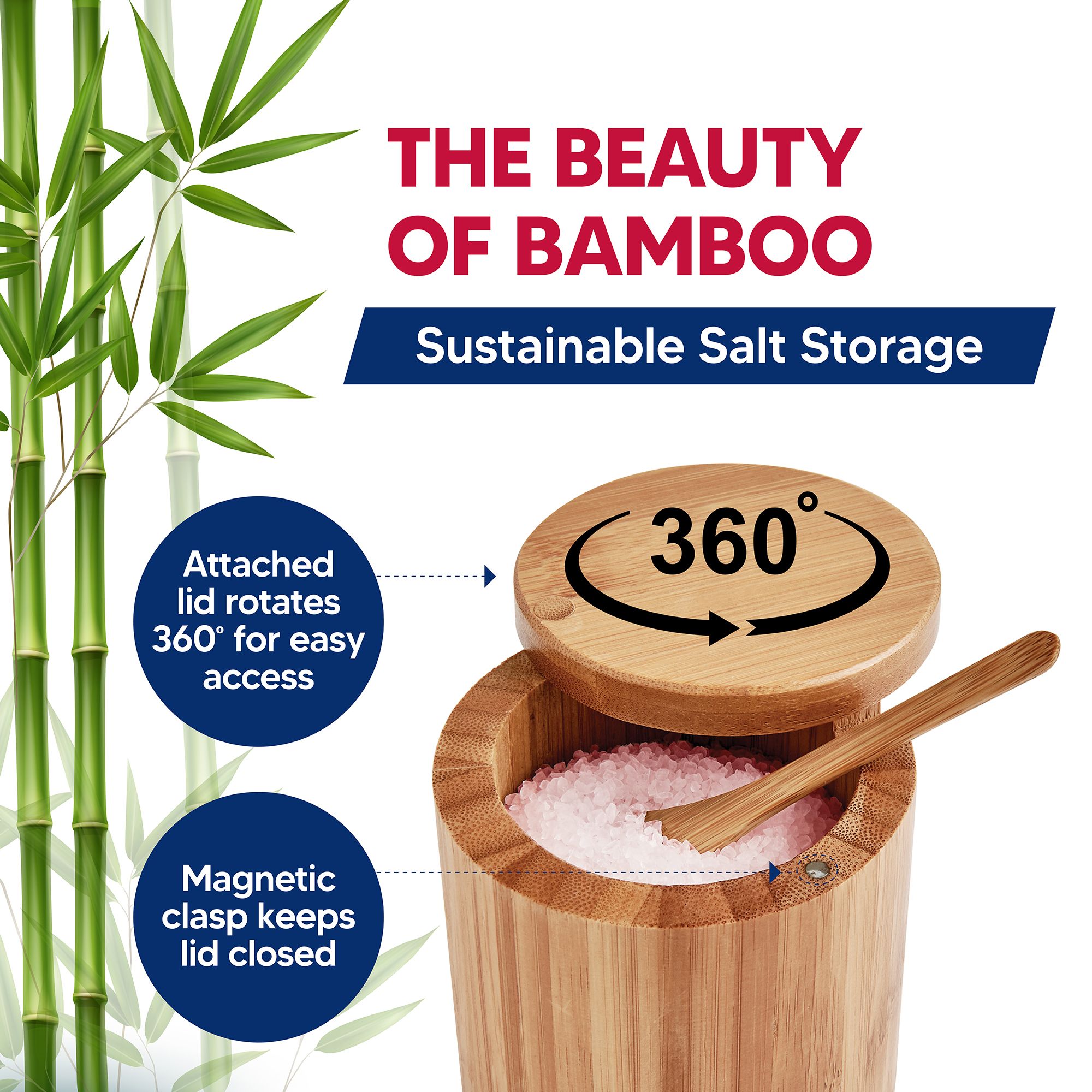 Salt Box with Lid and Spoon, 7oz