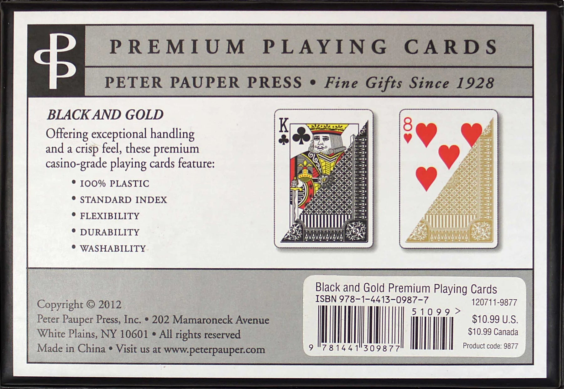 Black & Gold Premium Plastic Playing Cards (Standard Size)