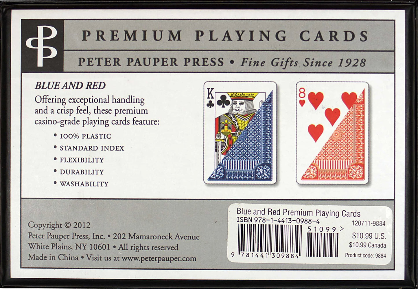 Blue & Red Premium Plastic Playing Cards (Standard Size)