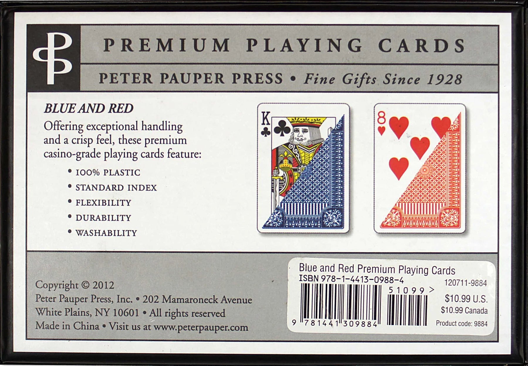 Blue & Red Premium Plastic Playing Cards (Standard Size)