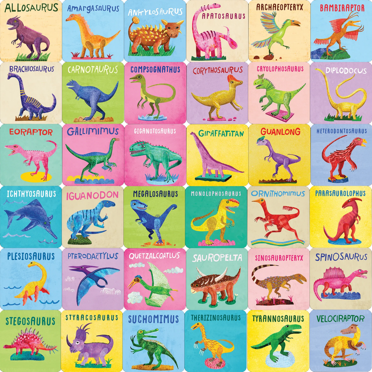 Juego de memoria de dinosaurios (72 cartas)