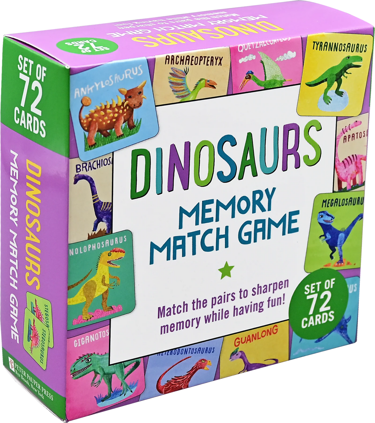 Juego de memoria de dinosaurios (72 cartas)