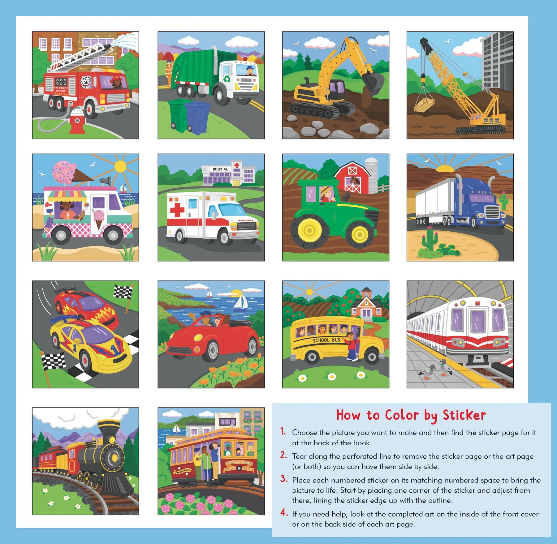 My First Color-By-Sticker Book -- Cars, Trucks, & Trains