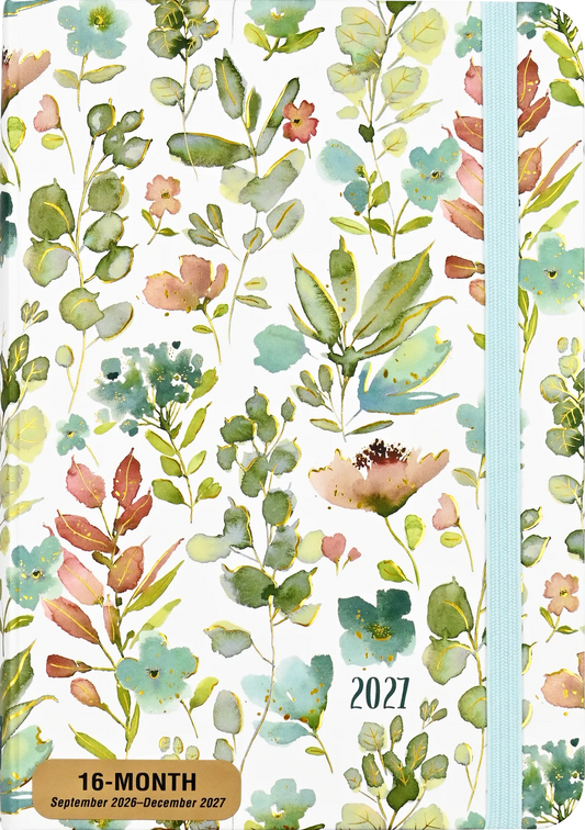 Agenda semanal floral dorada 2023