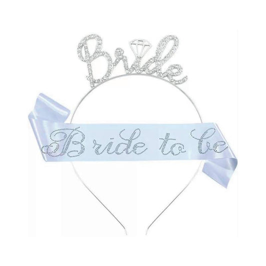 Bride To Be Deluxe Crown & Sash Set – Silver Bridal Party Accessories