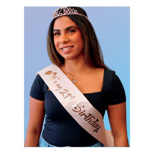 It’s My 21st Birthday Deluxe Crown & Sash Set – Rose Gold Party Accessories
