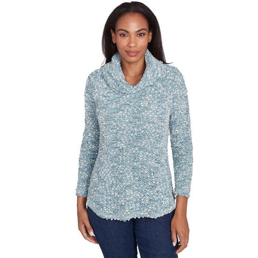 Cowl Neck Cozy Boucle Knit Top Jade - Ruby Rd