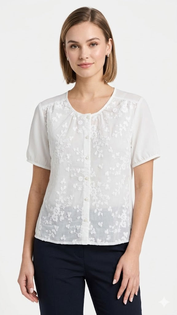 Blouse Flowers  White