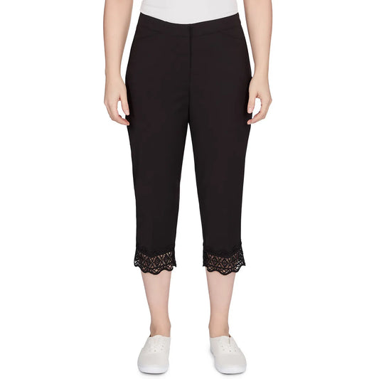 Stretch Lace Hem Capri Black- Ruby Rd